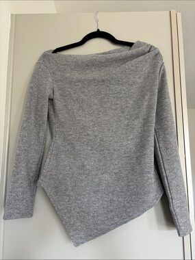 Zara Asymmetric Off-Shoulder Sweater - Gray